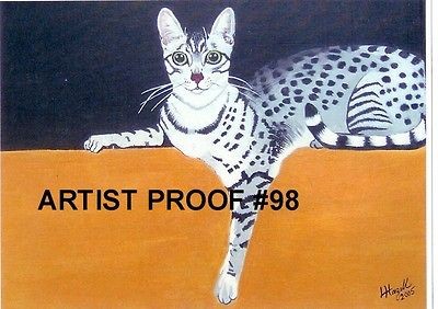   ORIGINAL PAINTING BY LJH CAT EGYPTIAN MAU C98 CAT, BIRMAN,BOMBAY