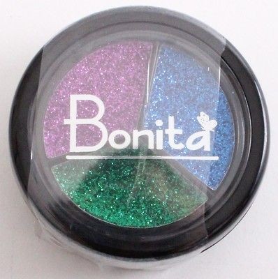 BONITA EYESHADOW 3 SHADES CREAMY GLITTER PINK BLUE GREEN SEALED BRAND 