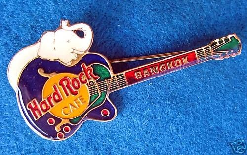   CLEAR ENAMEL ELEPHANT BLUE GIBSON BYRDLAND GUITAR Hard Rock Cafe PINS