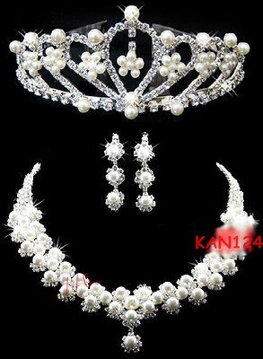 A1 BRIDAL WEDDING CRYSTAL BLING JEWELRY TIARA CROWN TIARA NECKLACE 