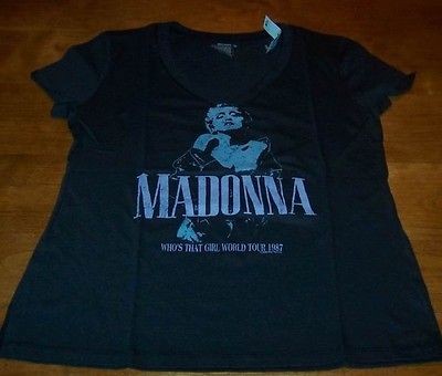 WOMENS TEEN MADONNA Whos That Girl T shirt MEDIUM NEW