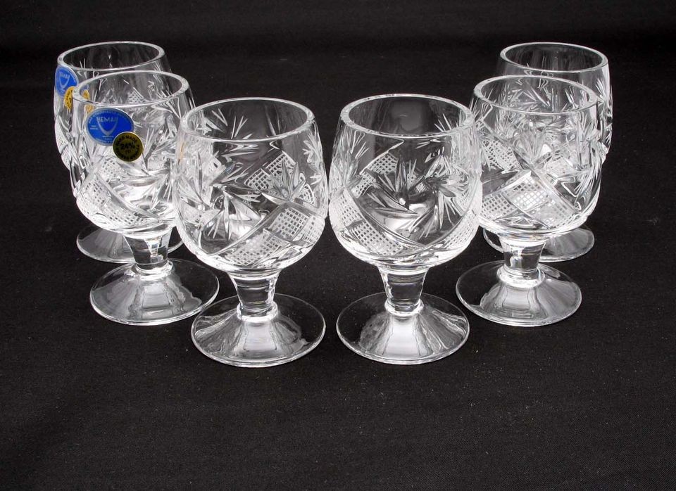 pc RUSSIAN CRYSTAL SHOT GLASSES VODKA COGNAC ON SHORT STEM 