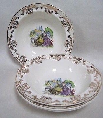 Four Grindley Cream Petal Lavender Lady 6.25 Bowls