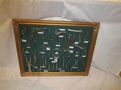 COLLECTION OF 27 FRAMED ANTIQUE MEDICAL/SURGIC​AL INSTRUMENTS