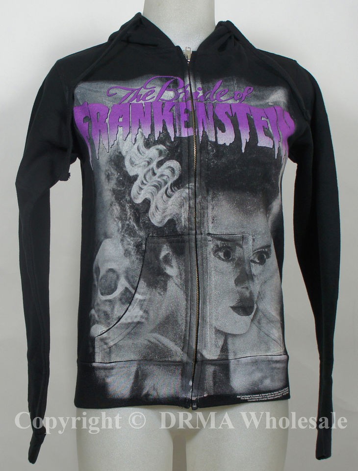 Authentic UNIVERSAL Bride of Frankenstein Zipup HOODIE Girls S M L XL 