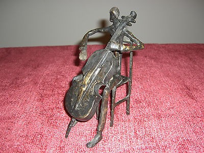 UNIQUE RARE LARGE CAST IRON CELLO PLAYER FIGURINE PERFECT FOR THE 