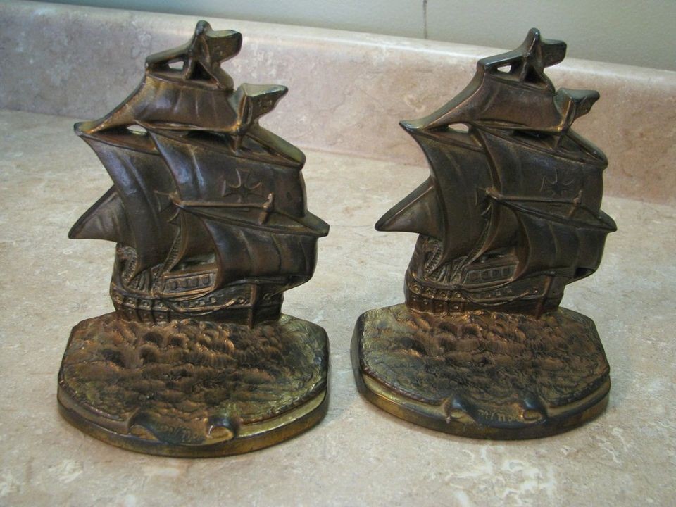 Antique RONSON BOOK ENDS Nina Ship L.V.Aronson 1926