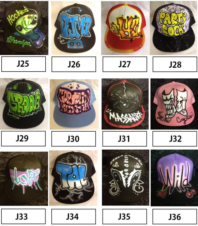 TRUCKER HATS CUSTOM Airbrushed graffiti GTL painted sami jwow vinny 