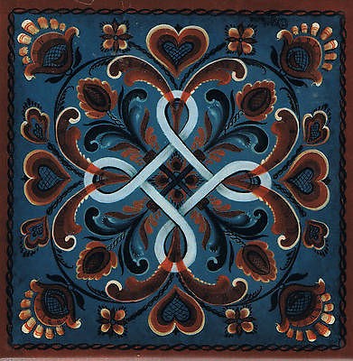 Norwegian Trivet Tile Hordaland Rosemaling by Gayle Oram 6 x 6