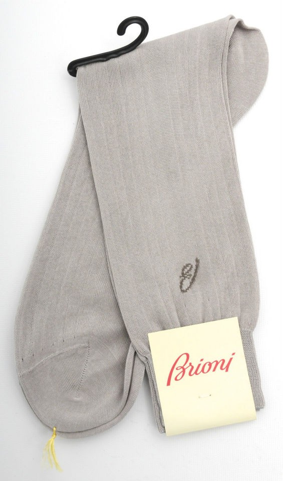 New BRIONI Italy Mens Gray Cotton Dress Socks Large 10.5 11 11.5 12 