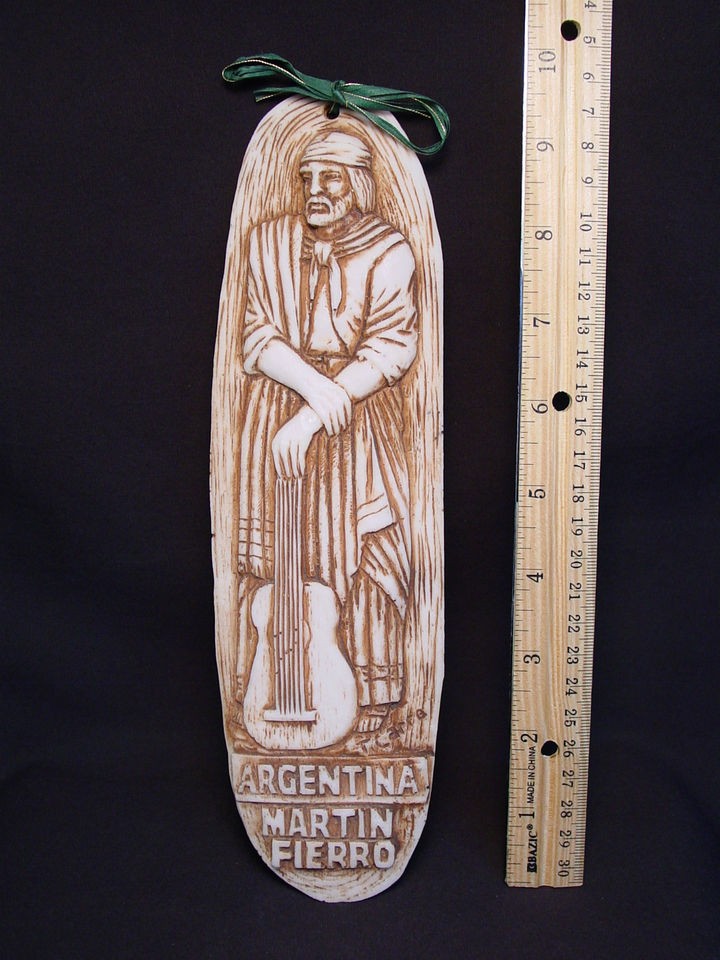 Martin Fierro Argentina Sculpture Vtg Folk Art Figurine Old Plaque 