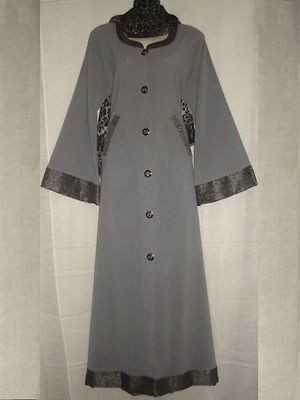 Islamic Clothing Abaya/Hijab Jilbab Gown Caftan Grey Color With Scarf 