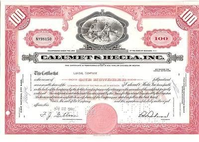 Calumet & Hecla,Inc.1960​s 100 Shares Common Stock