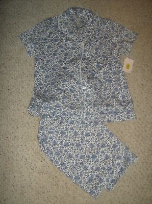 Cabernet Blue Floral Cotton Lounge Capri Pajamas M NWT