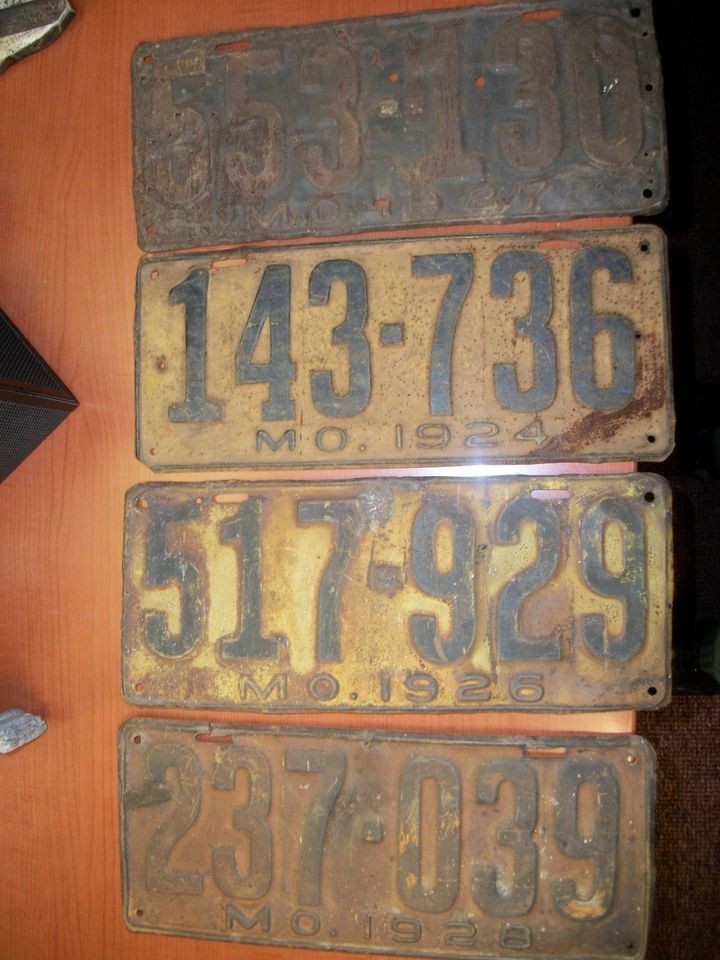 Vintage Lot Missouri License Plates 1924 1926 1927 1928 vehicle car 