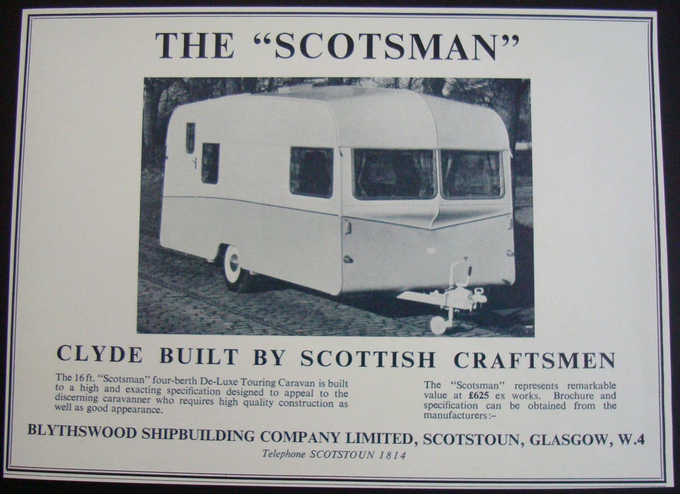 1962 TRAILER SCOTSMAN CLYDE FOUR BERTH TOURING CARAVAN CAMPING GLASCOW 