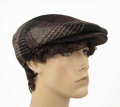 Ivy Cabbie Driver Golf Plaid Maroon Grey Beige WOOL Hat