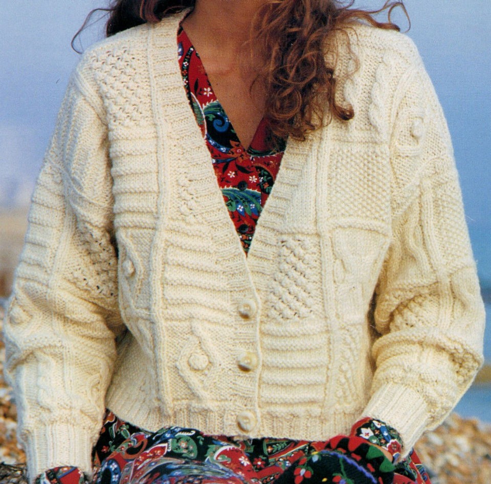   Aran Patchwork or Granny Square Short Jacket Cardigan KNITTING PATTERN