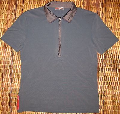 Prada Gray Half Zip Fab Polo Shirt Made in Italy