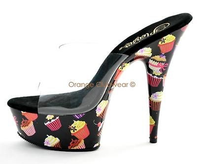 PLEASER 6 Stiletto Cupcake Print Cute High Heels Shoes