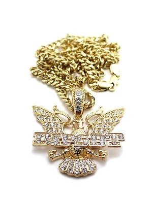 NEW ICED OUT DIPSET PENDANT & 6mm/36 MIAMI CUBAN CHAIN HIP HOP 