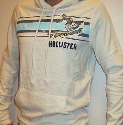 New Hollister Mens Muscle Fit Knit Hoodie Hooded Sweatshirt Cream B 