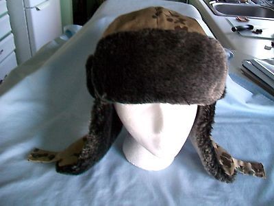 BOMBER STYLE CAMO WINTER/HUNTING HAT=SZ. L/XL=FAUX FUR=SHIP FREE USA 