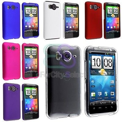 6pc Rubber Hard Phone Case Cover Accessory Bundle For HTC Inspire 4G 