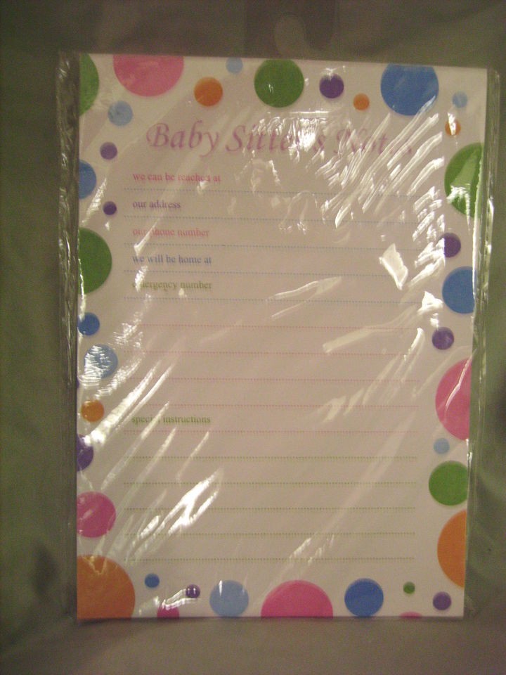 Babysitters Notes, Notepad   Emergency Contact & Important Information