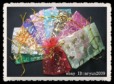 100PC Organza Jewellery Xmas Holidays Cards Party Supply Gift Wrap 