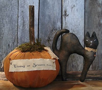 PATTERN~MY PRIMITIVE SALTBOX/HALLOWEEN/PUMPKIN/SPOOKY/CAT/FALL/SITTERS 