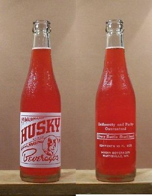 HUSKY OLD VINTAGE ACL SODA 10 OZ OUNCE BOTTLE MARYSVILLE WASHINGTON 