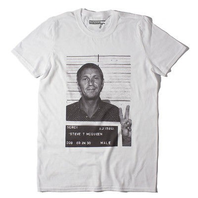 STEVE MCQUEEN T Shirt  LARGE  mugshot king of cool director vintage 