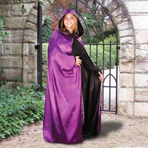 Reversible Travellers Cloak for Men & Women, Black or Purple Cape