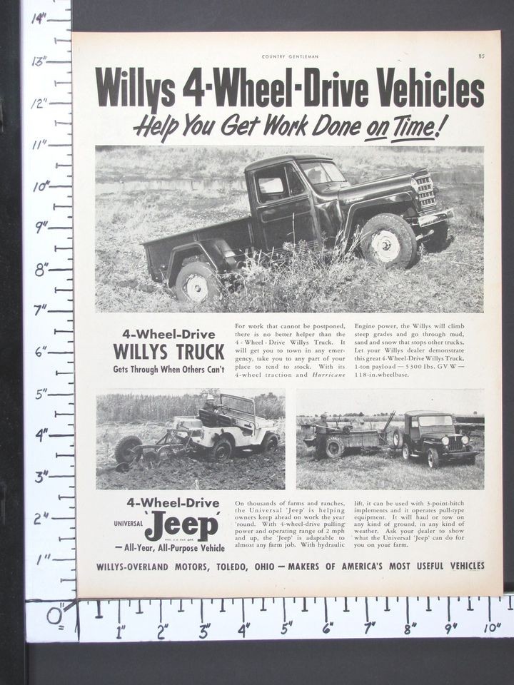 1948 WILLYS OVERLAN​D Pickup Jeep Universal Trucks magazine ad 