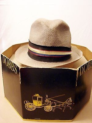 Grey Mens Fedora w Multi Colored Band   Dobbs   New Yrok w Box