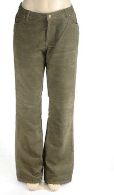 Wrangler Womens Forest Green Wide Boot Cut Leg Soft Corduroys Pants