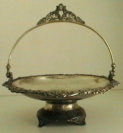 Pairpoint Quadruple Silver Plate Brides Basket Nouveau Florals 