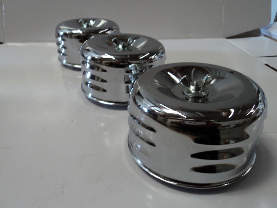 CHROME 4 5/8 LOUVERED AIR CLEANERS (3) TRI POWER THREE DUECE INTAKE 1 