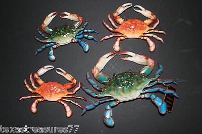 NEW, 4   LIFELIKE CRABS, SEAFOOD DECOR, BEACH DECOR, COASTAL DECOR 