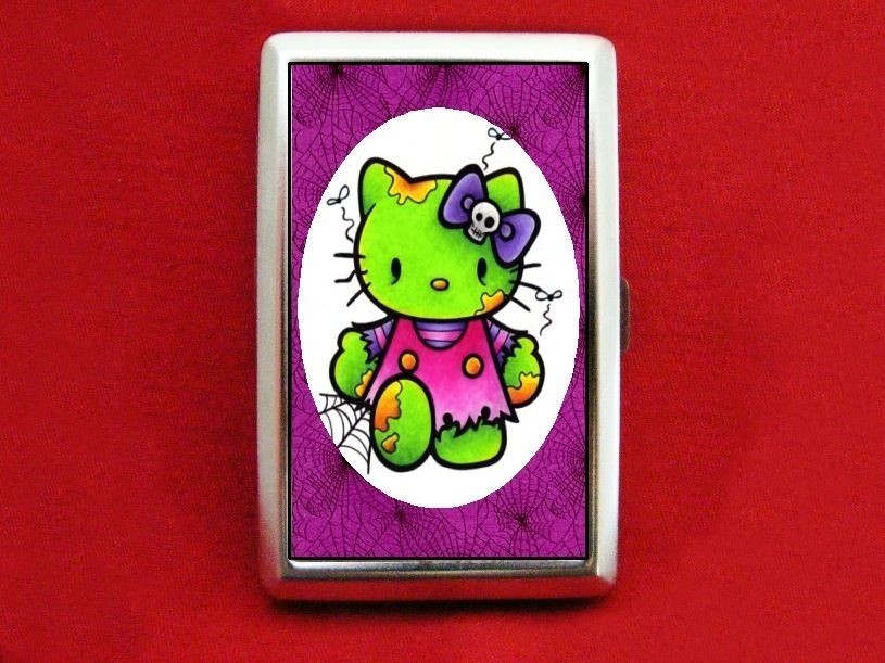 HELLO ZOMBIE KITTY CAT WEB SKULL CIGARETTE ID IPOD CASE