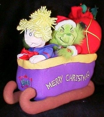 Dr Seuss GRINCH/CINDY LOU WHO 14 Animated Musical Plush SLEIGH