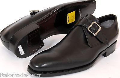 New TOM FORD Black Leather Monk Strap Loafer Men 8 D US NIB Made in 