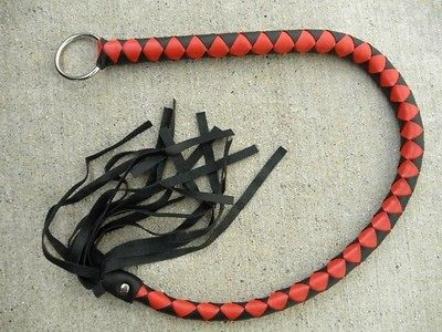 NEW Black/Red Mean Spider Single Tail Whip Flogger BULL Whip SIGNAL 