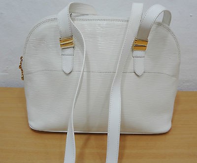 Aleda Firenze White Leather Handbag Shoulder Bag Purse Made in Italy