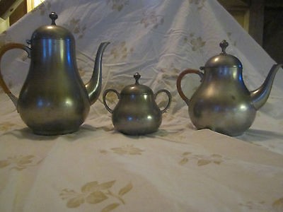   Pewter K.M.D. Tiel Coffee Service Set Creamer Sugar Tray Tea? KMD