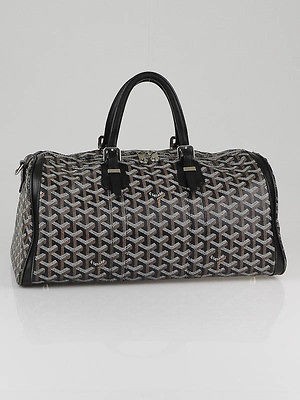 Goyard Black Chevron Coated Canvas Croisiere 35 Satchel Bag