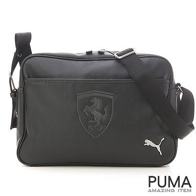 Brand New PUMA Ferrari LS Messenger Shoulder PU Bag Black Color 