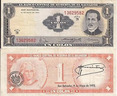 EL SALVADOR NOTE 1 COLON PICK 110b 1970 VF Serie TN