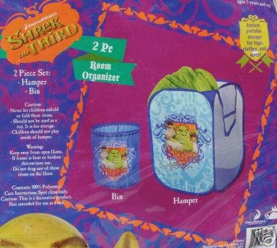 SHREK THE THIRD KIDS HAMPER & BIN BEDROOM SET NEW